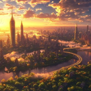 Pondcavatina style, Midjourney V6.1: megacity with futuristic bioarchitecture