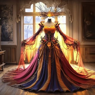 Pondcavatina style, Midjourney V6.1: haute-couture fashion outfit