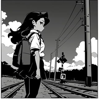 Folkcut Rosary style, Midjourney V6.1: black-and-white manga comic strip