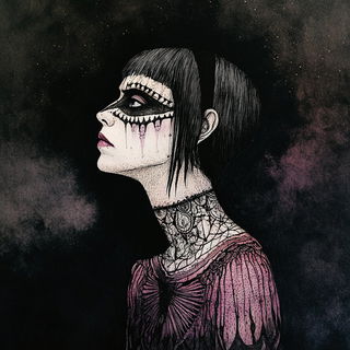 Paintsalt Figures style, Midjourney V6.1: photographic portrait of female protagonist