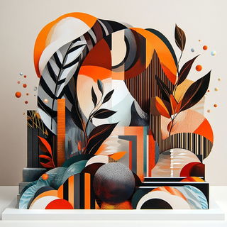 Lunette Lithograph style, Midjourney V6.1: abstract 3D render
