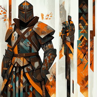 Lunette Lithograph style, Midjourney V6.1: concept art character design of retropunk steam knight