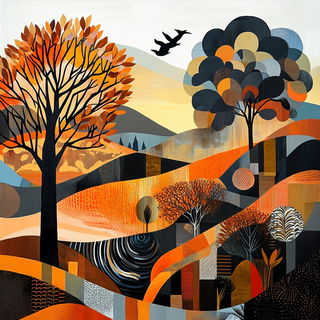 Lunette Lithograph style, Midjourney V6.1: traditional folk art