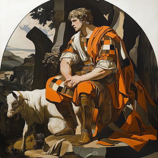 Lunette Lithograph style, Midjourney V6.1: classical 18th-century oil painting