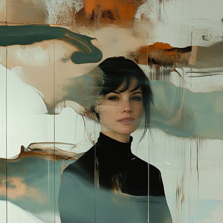 Pelagocel style, Midjourney V6.1: photographic portrait of female protagonist