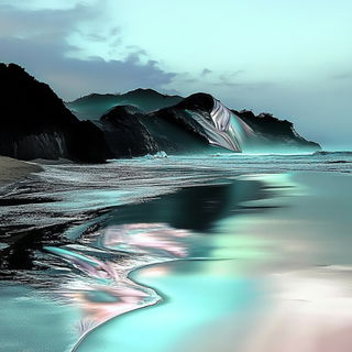 Gilled Firmament style, Midjourney V6.1: realistic landscape photograph of quiet dawn