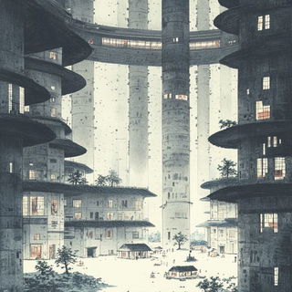Kesa Scenic Stitchwork style, Midjourney V6.1: megacity with futuristic bioarchitecture