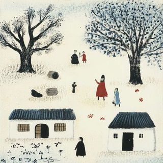 Kesa Scenic Stitchwork style, Midjourney V6.1: traditional folk art