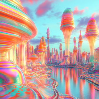 Bluegold Vat Mythology style, Midjourney V6.1: megacity with futuristic bioarchitecture