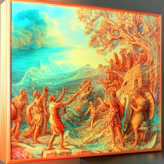 Bluegold Vat Mythology style, Midjourney V6.1: classical 18th-century oil painting