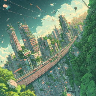 Glassquire style, Midjourney V6.1: megacity with futuristic bioarchitecture