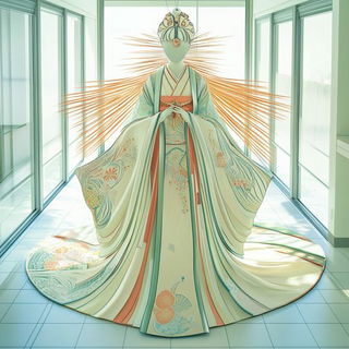 Glassquire style, Midjourney V6.1: haute-couture fashion outfit