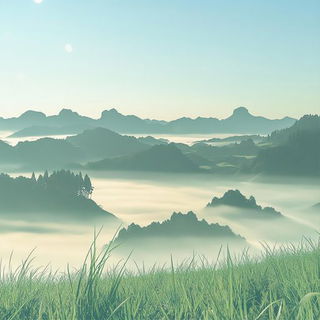 Glassquire style, Midjourney V6.1: realistic landscape photograph of quiet dawn