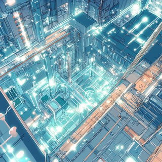 Glassquire style, Midjourney V6.1: technical infrastructure blueprint schematics