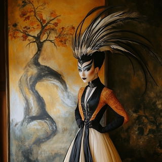 Floratessica style, Midjourney V6.1: haute-couture fashion outfit