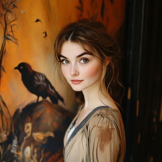 Floratessica style, Midjourney V6.1: photographic portrait of female protagonist
