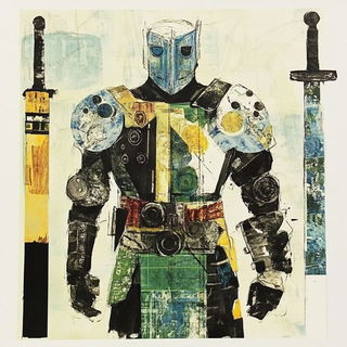 Pinkplate Chorale style, Midjourney V6.1: concept art character design of retropunk steam knight