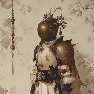 Adventureblock style, Midjourney V6.1: concept art character design of retropunk steam knight