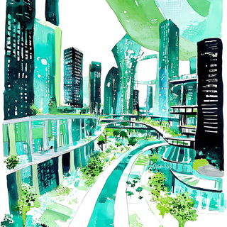 Teal Monumentalia style, Midjourney V6.1: megacity with futuristic bioarchitecture