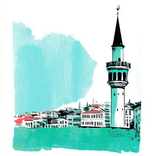 Teal Monumentalia style, Midjourney V6.1: bold minimalist logo design for Istanbul city municipal services