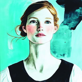 Teal Monumentalia style, Midjourney V6.1: photographic portrait of female protagonist