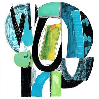 Teal Monumentalia style, Midjourney V6.1: typographic composition with large letters
