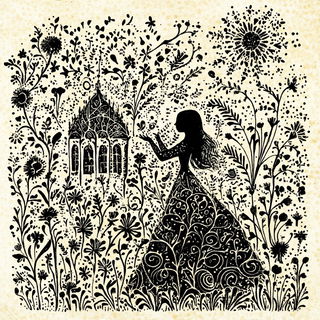 Stipplecinema style, Midjourney V6.1: retro fairy-tale illustration