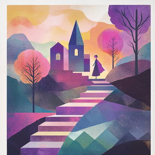 Port Caldera style, Midjourney V6.1: retro fairy-tale illustration