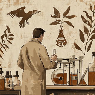 Cavernous Ornithogeography style, Midjourney V6.1: editorial illustration for popular scientific magazine cover