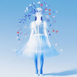 Facadefolk style, Midjourney V6.1: haute-couture fashion outfit
