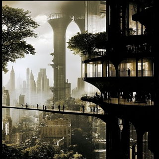 Crocoballet style, Midjourney V6.1: megacity with futuristic bioarchitecture