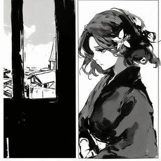 Crocoballet style, Midjourney V6.1: black-and-white manga comic strip