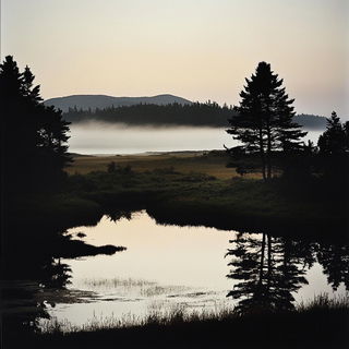 Crocoballet style, Midjourney V6.1: realistic landscape photograph of quiet dawn