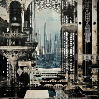Quartzward style, Midjourney V6.1: megacity with futuristic bioarchitecture