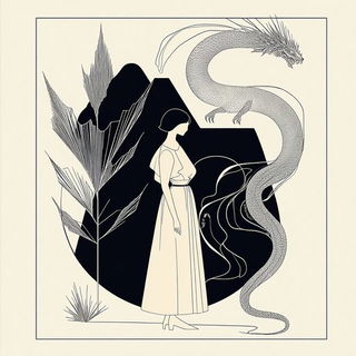 Tyrannosaur Marquetry style, Midjourney V6.1: retro fairy-tale illustration