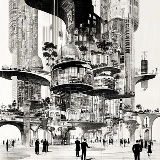 Celestibazaar style, Midjourney V6.1: megacity with futuristic bioarchitecture