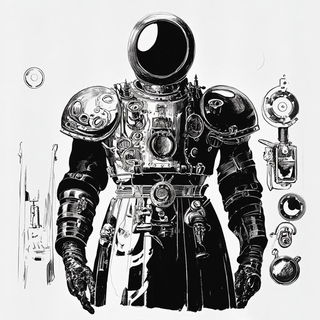 Celestibazaar style, Midjourney V6.1: concept art character design of retropunk steam knight