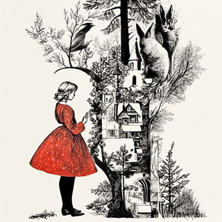 Celestibazaar style, Midjourney V6.1: retro fairy-tale illustration