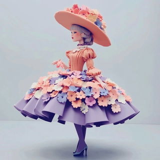 Chromaface style, Midjourney V6.1: haute-couture fashion outfit