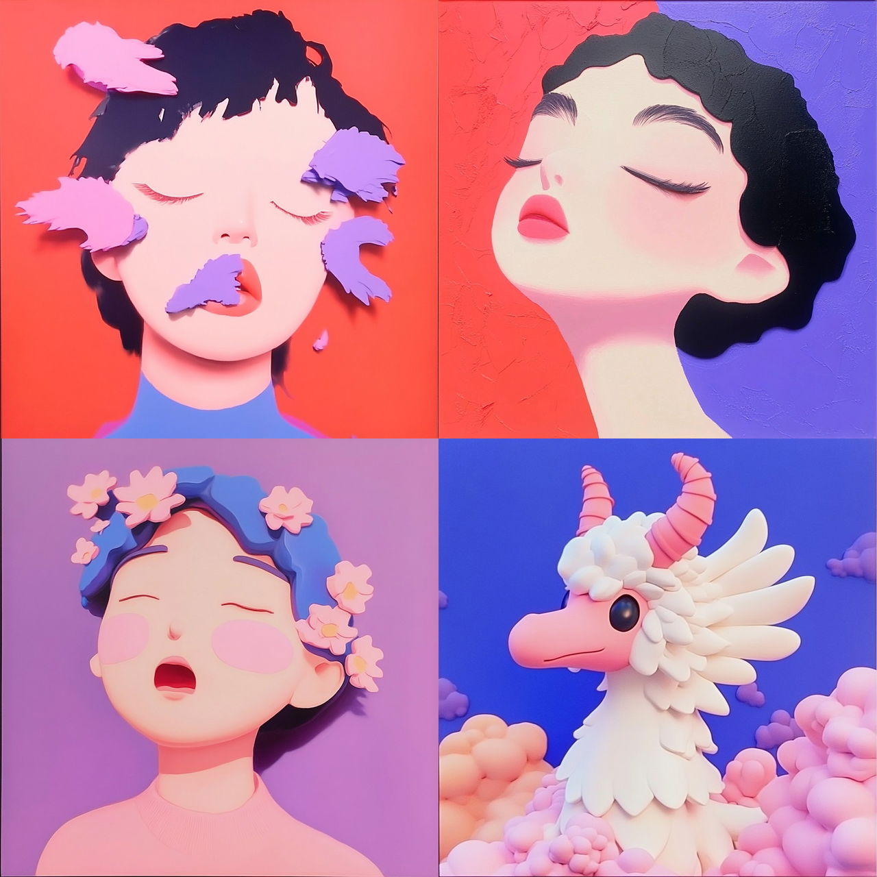 Chromaface style, Midjourney V6.1, render 1 of 4