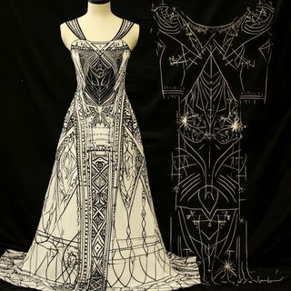 Ruinflorescence style, Midjourney V6.1: haute-couture fashion outfit