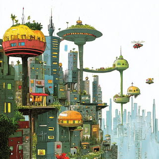Chromorail style, Midjourney V6.1: megacity with futuristic bioarchitecture