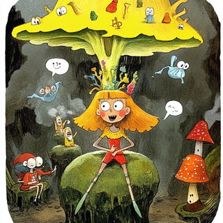 Chromorail style, Midjourney V6.1: retro fairy-tale illustration