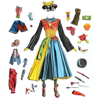 Chromorail style, Midjourney V6.1: haute-couture fashion outfit