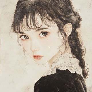 Baroque Balloonism style, Midjourney V6.1: photographic portrait of female protagonist