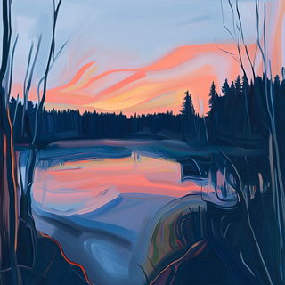 Bleachrock style, Midjourney V6.1: realistic landscape photograph of quiet dawn
