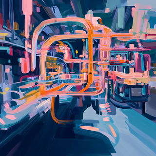 Bleachrock style, Midjourney V6.1: technical infrastructure blueprint schematics
