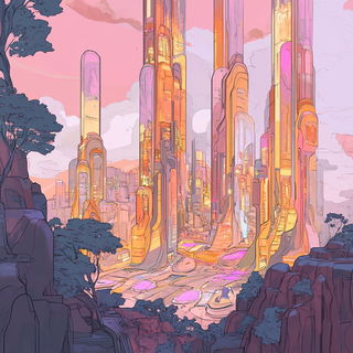Inkocopy style, Midjourney V6.1: megacity with futuristic bioarchitecture