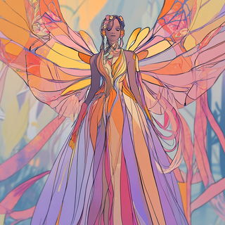 Inkocopy style, Midjourney V6.1: haute-couture fashion outfit