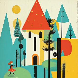 Chromolithorizon style, Midjourney V6.1: retro fairy-tale illustration